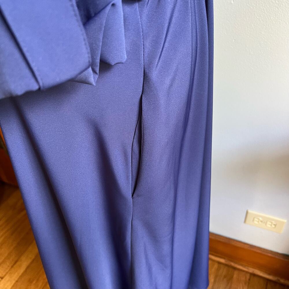 Impressions 80s Vintage Shirt Dress Button Front Pockets Size 8 Navy Blue A Line - Picture 8 of 10